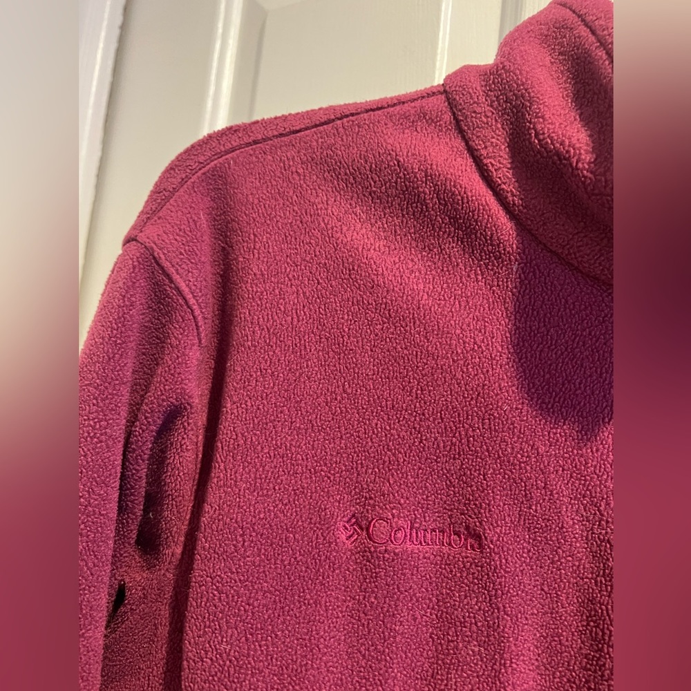 COLUMBIA ZipUp Fleece Jacket w Pockets - Merlot Red - Picture 4 of 9